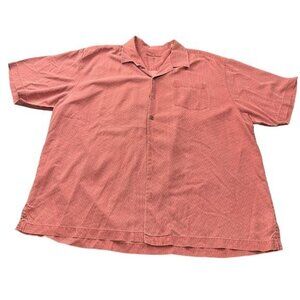 Tommy Bahama Mens XXL Tall Salmon Diamond Pattern Short‎ Sleeve Shirt |D1
